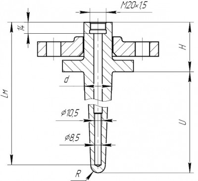 Рис.23. ГТ-714-04 исполнение VanStone для ДТ с неподвижным штуцером  со ступенчатым внутренним диаметром
