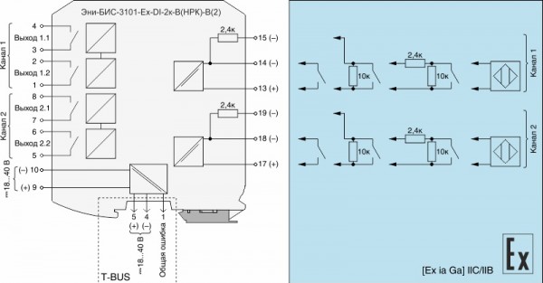 Упрощенная функциональная схема Эни-БИС-3101-Ex-DI-2к-В(НРК)-В(2)