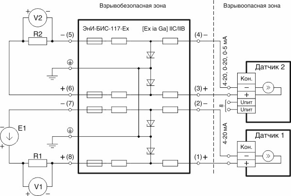 Электрические подключения ЭнИ-БИС-117-Ех