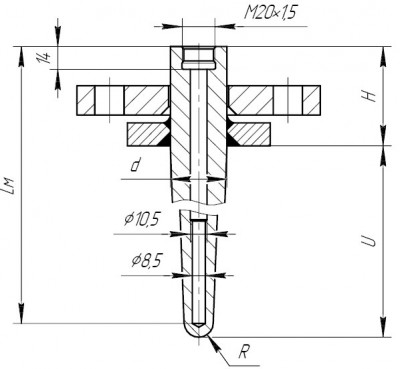 Рис.19.  ГТ-714-04 для ДТ с неподвижным штуцером со ступенчатым внутренним диаметром