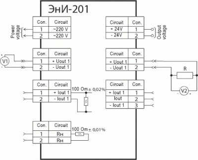 ЭнИ-201 connection diagram in the voltage reproducing mode 